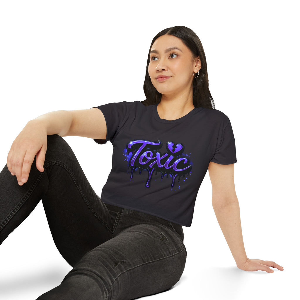 Toxic Graphic Crop Top — Purple Drip Festival Tee