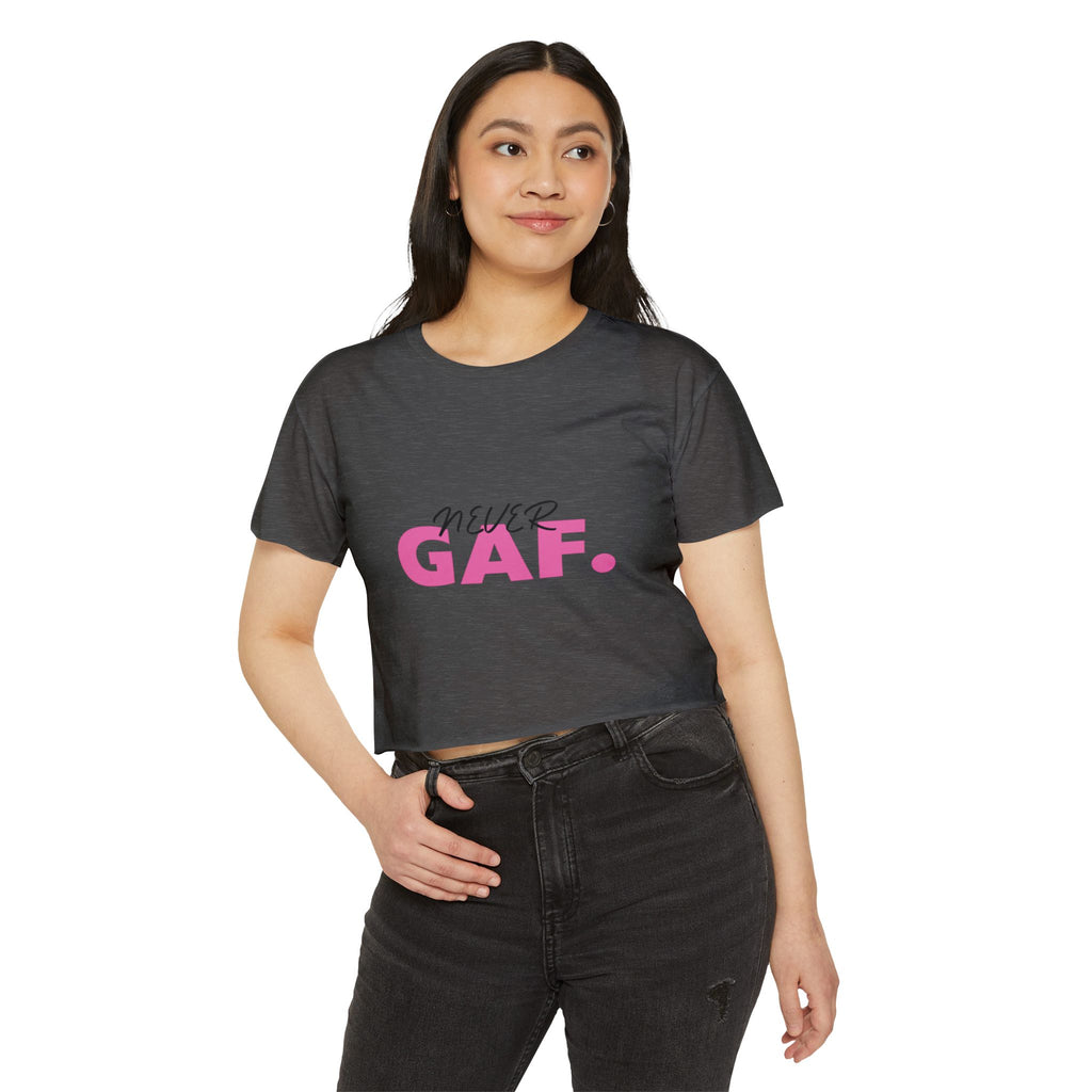 Never GAF Crop Top | Bold Pink Typography, Festival Graphic Tee
