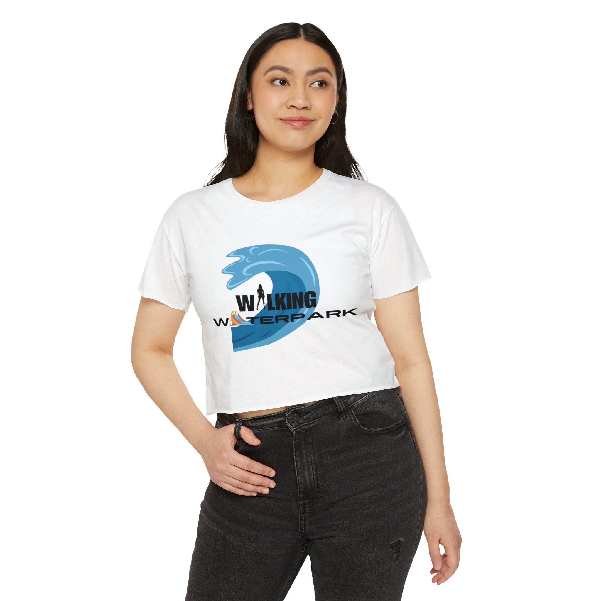 Walking Waterpark Crop Top — Women's Festival Surf Wave Tee