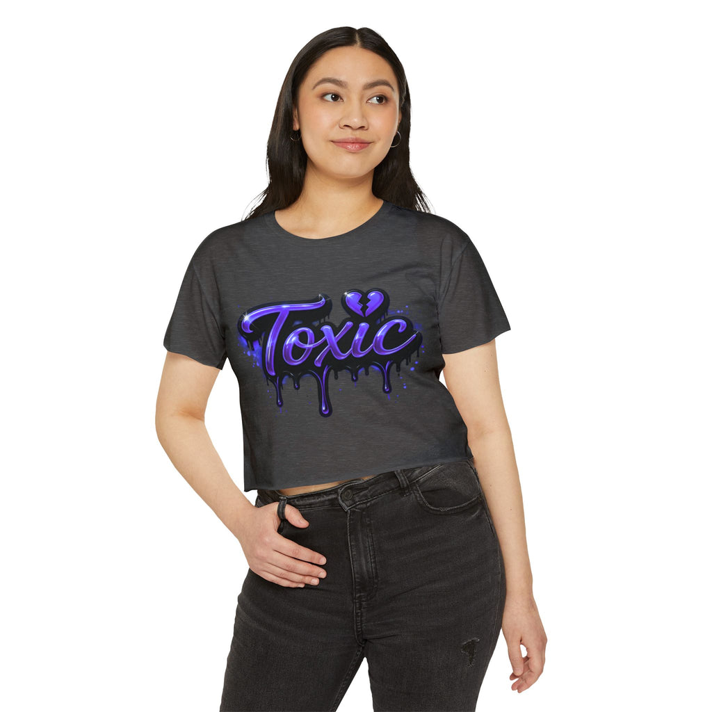 Toxic Graphic Crop Top — Purple Drip Festival Tee