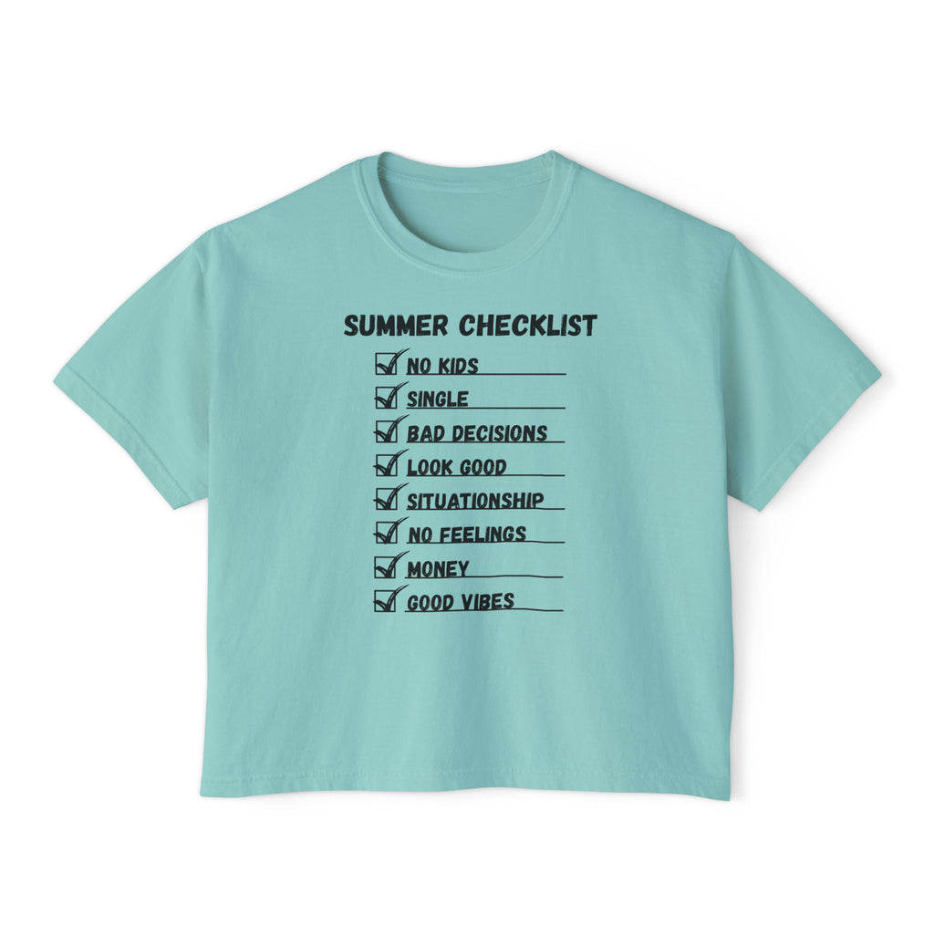 Summer Checklist Boxy Tee — 'Summer Checklist' Graphic Women's Boxy T-Shirt