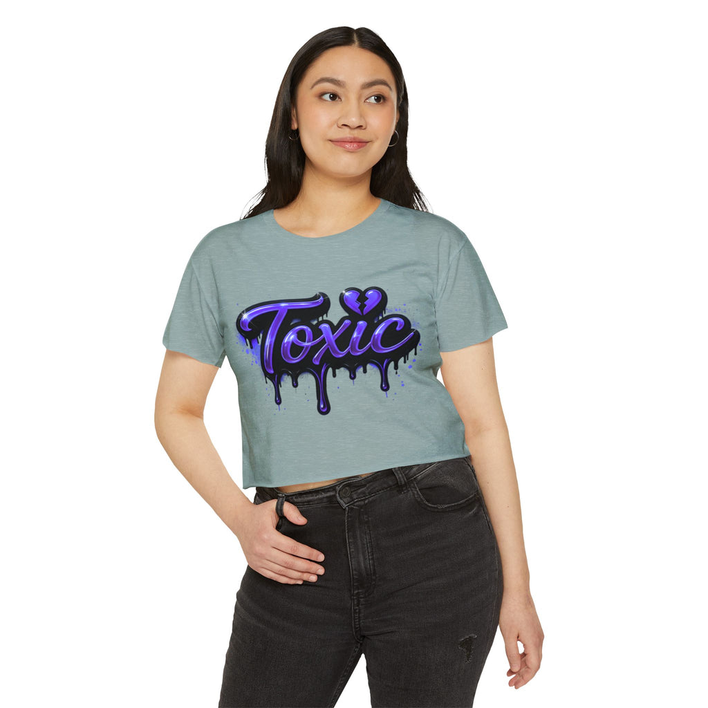 Toxic Graphic Crop Top — Purple Drip Festival Tee