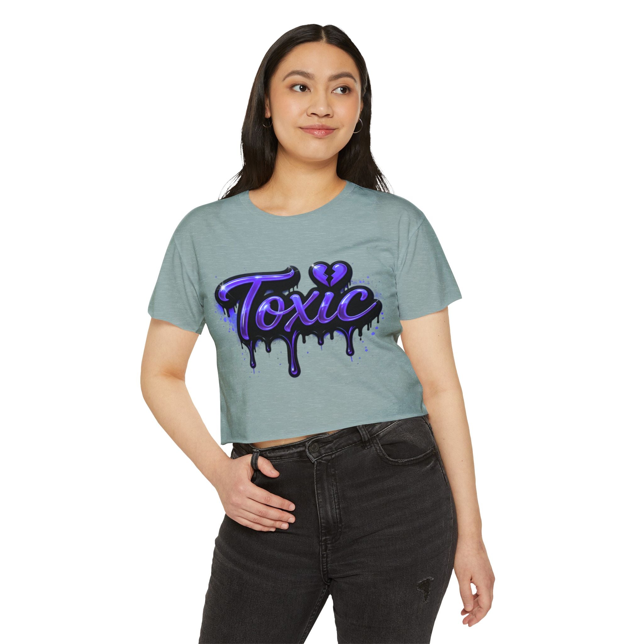 Toxic Graphic Crop Top — Purple Drip Festival Tee