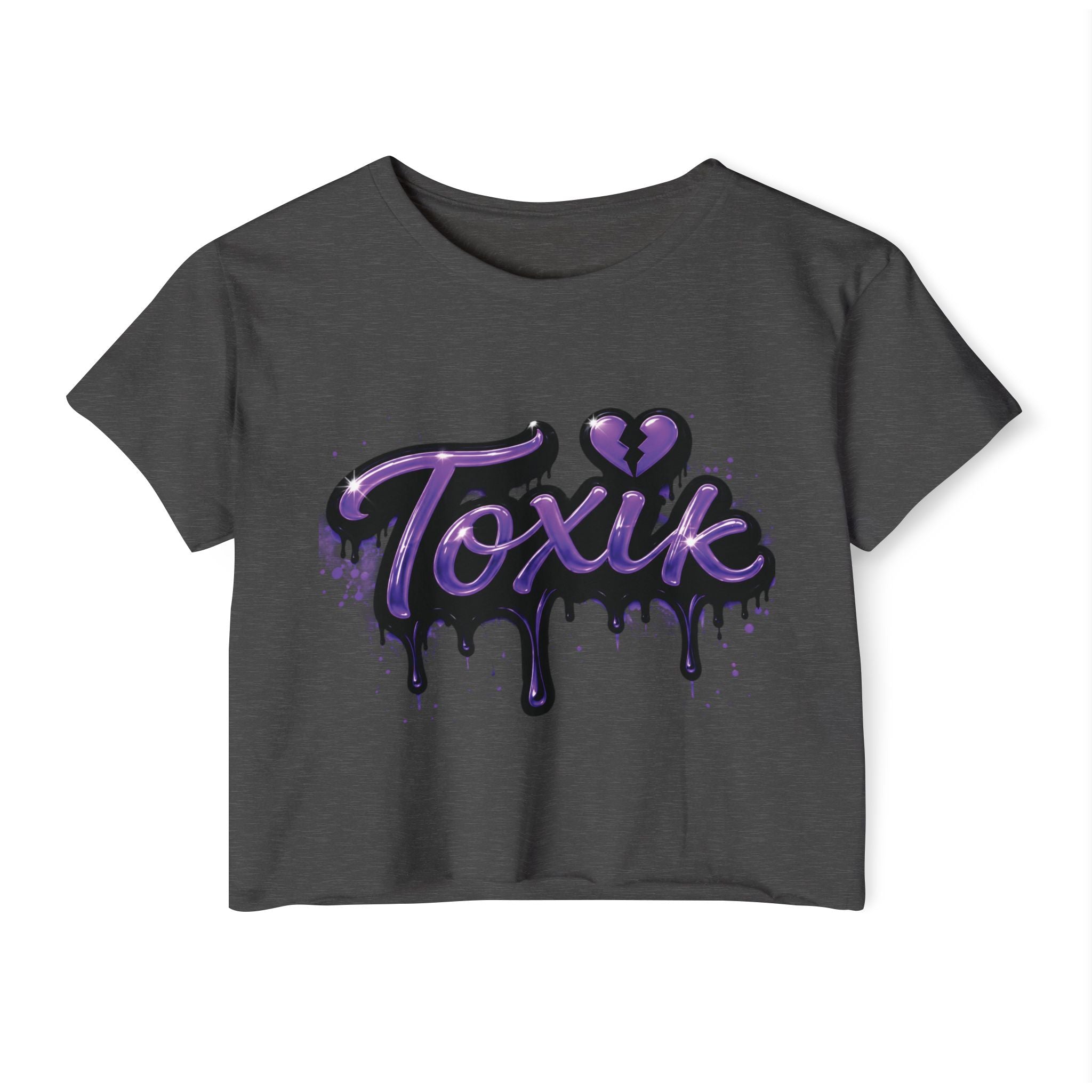 Toxik Graphic Crop Top — Purple Drip Festival Tee