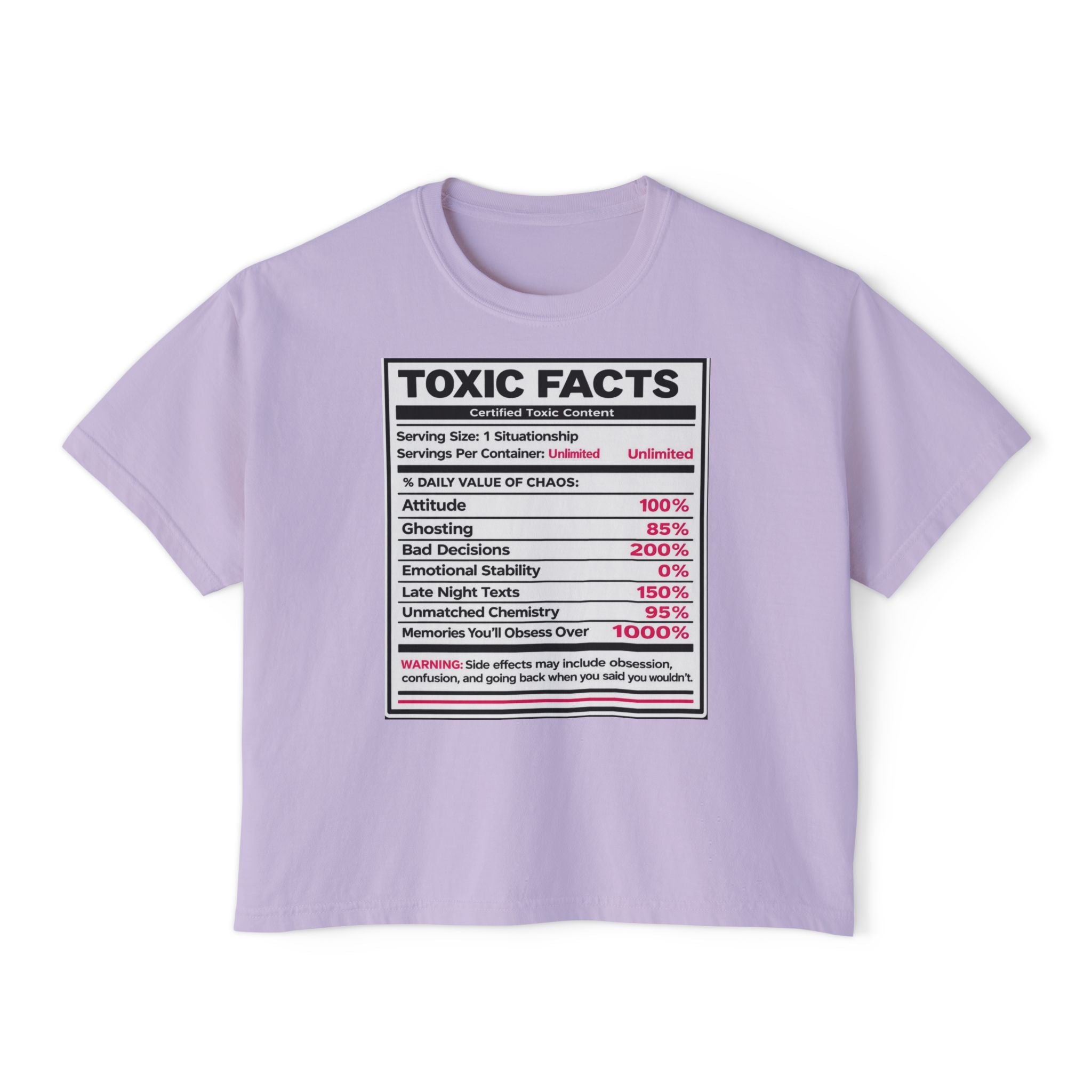 Toxic Facts Graphic Tee — Funny “Toxic Facts” Nutrition Label Shirt