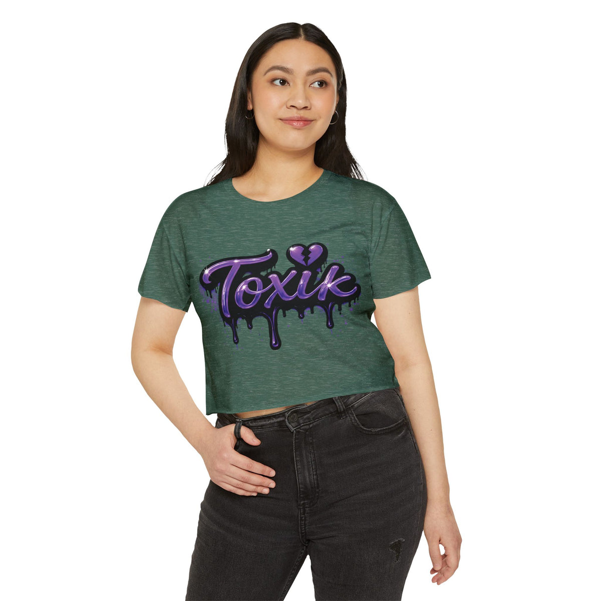 Toxik Graphic Crop Top — Purple Drip Festival Tee