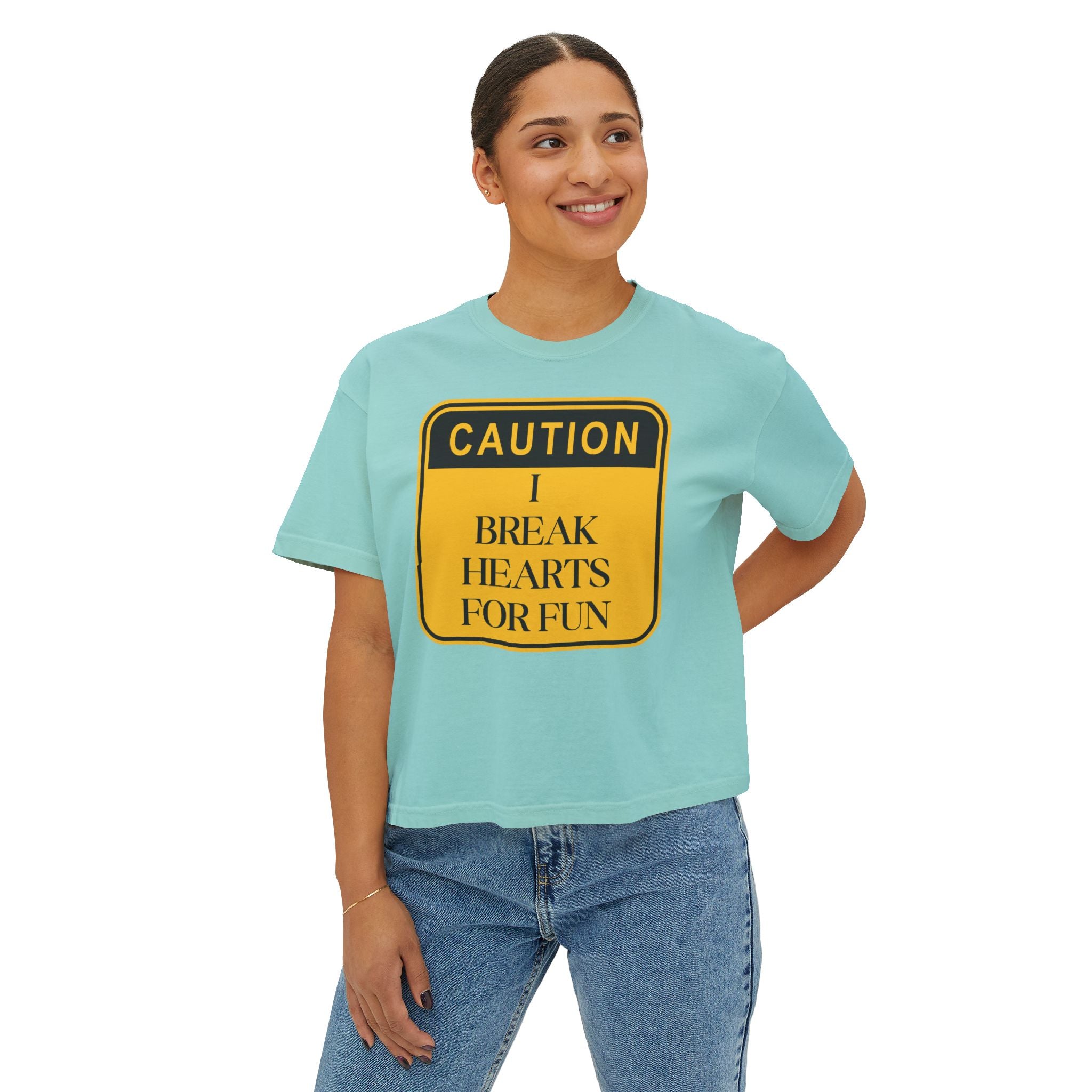 Caution: I Break Hearts For Fun Boxy Tee