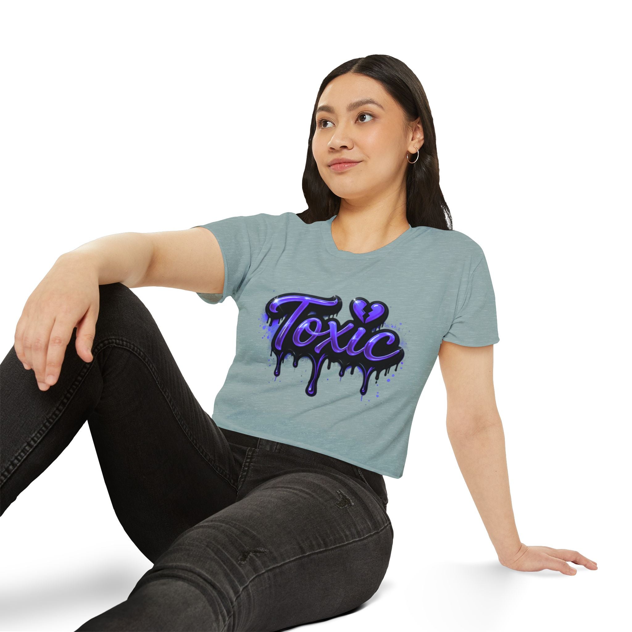Toxic Graphic Crop Top — Purple Drip Festival Tee