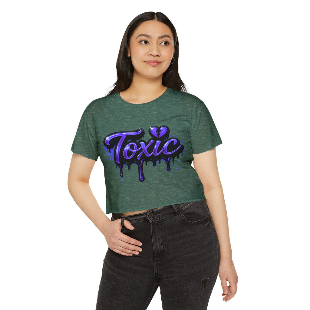 Toxic Graphic Crop Top — Purple Drip Festival Tee