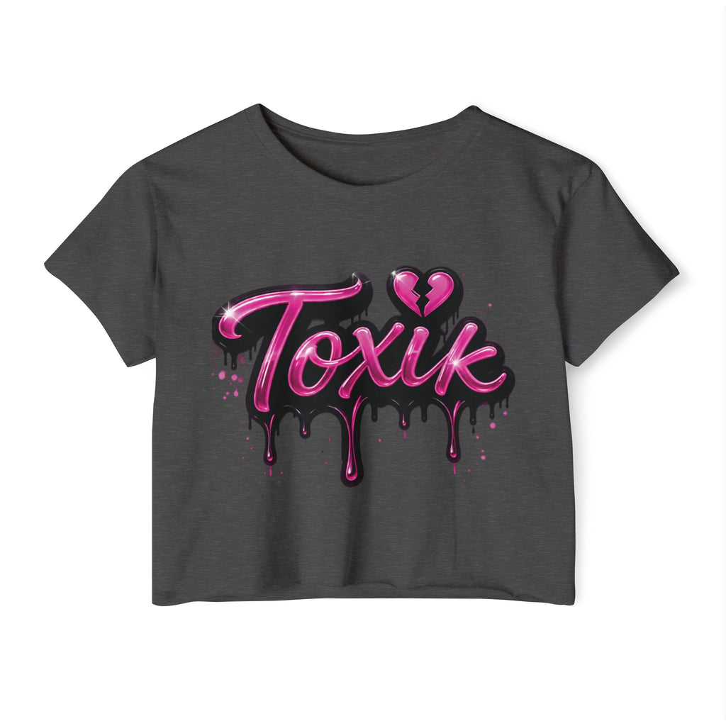 Toxik Graphic Crop Top — Pink Drip Festival Tee for Women