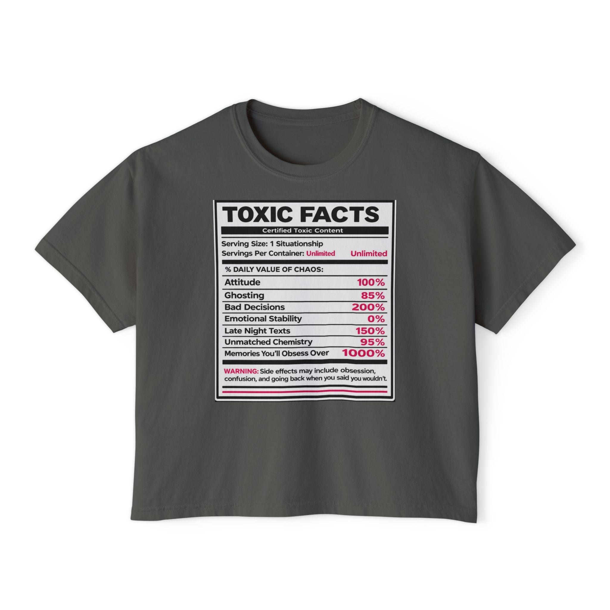 Toxic Facts Graphic Tee — Funny “Toxic Facts” Nutrition Label Shirt