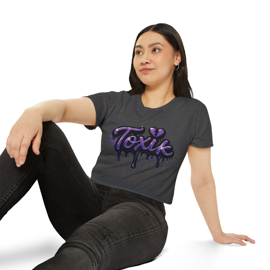 Toxik Graphic Crop Top — Purple Drip Festival Tee