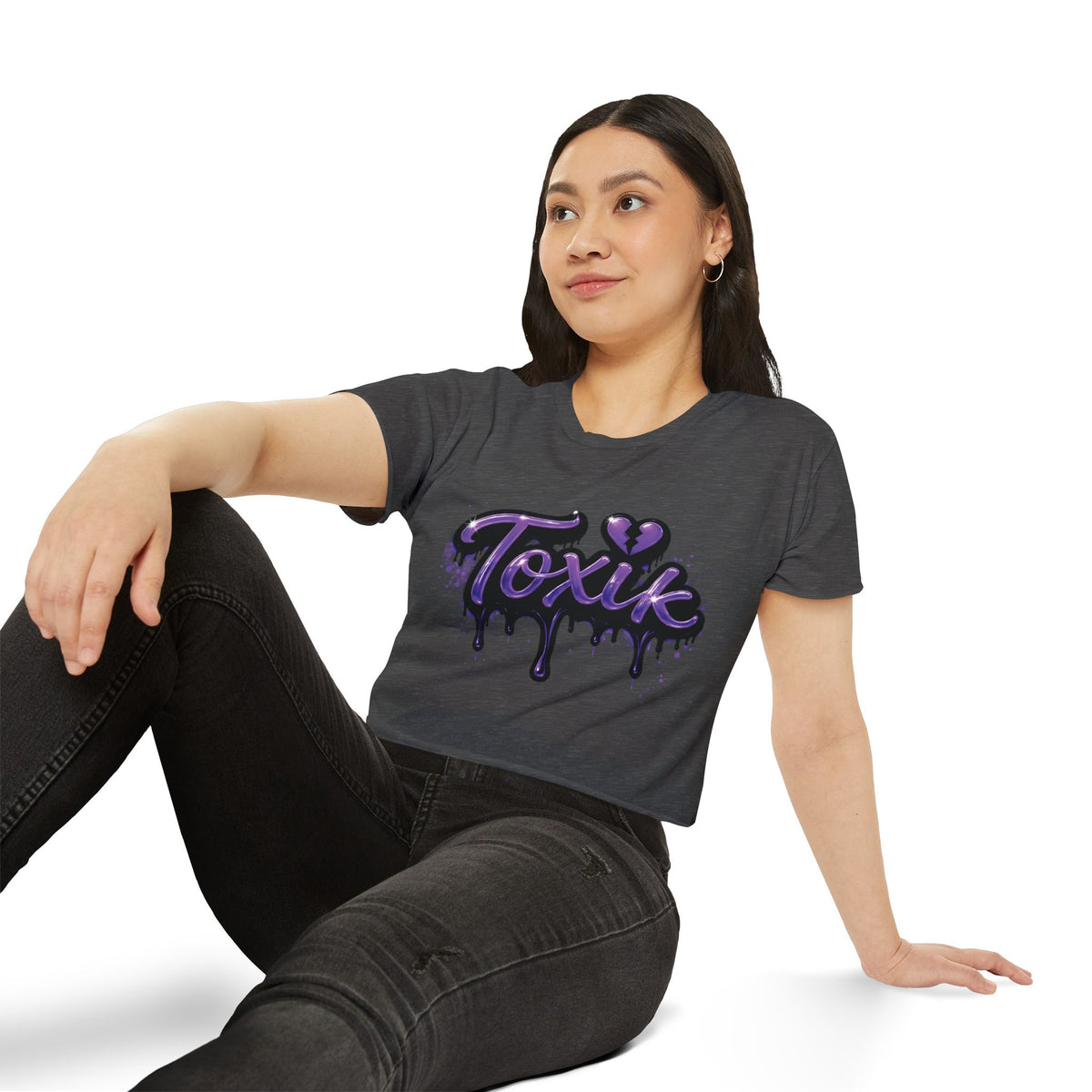 Toxik Graphic Crop Top — Purple Drip Festival Tee