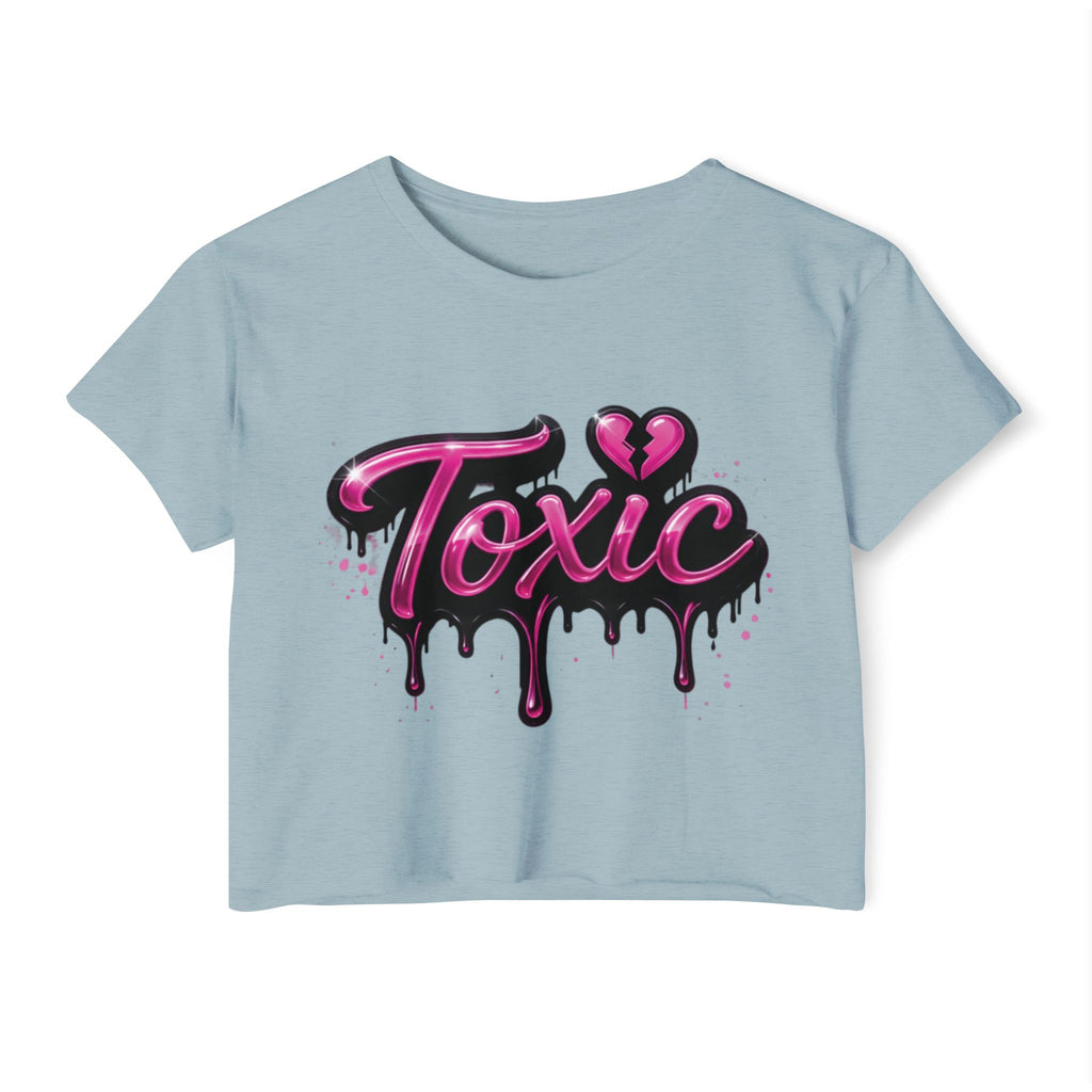 Toxic Graphic Crop Top — Pink Drip Festival Tee for Women