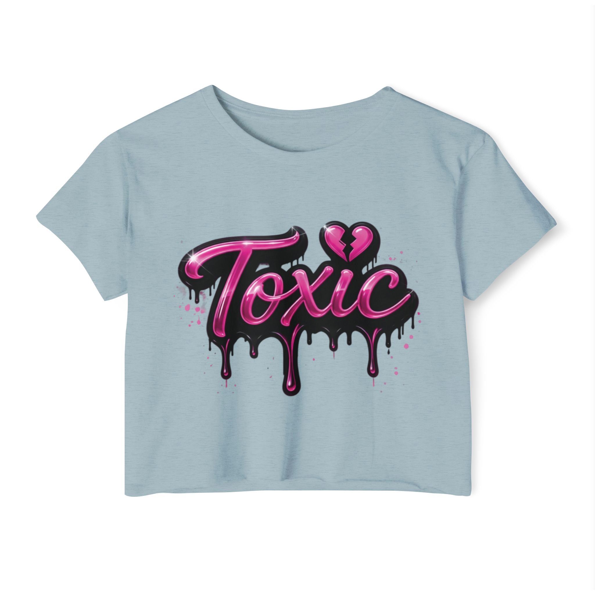 Toxic Graphic Crop Top — Pink Drip Festival Tee for Women