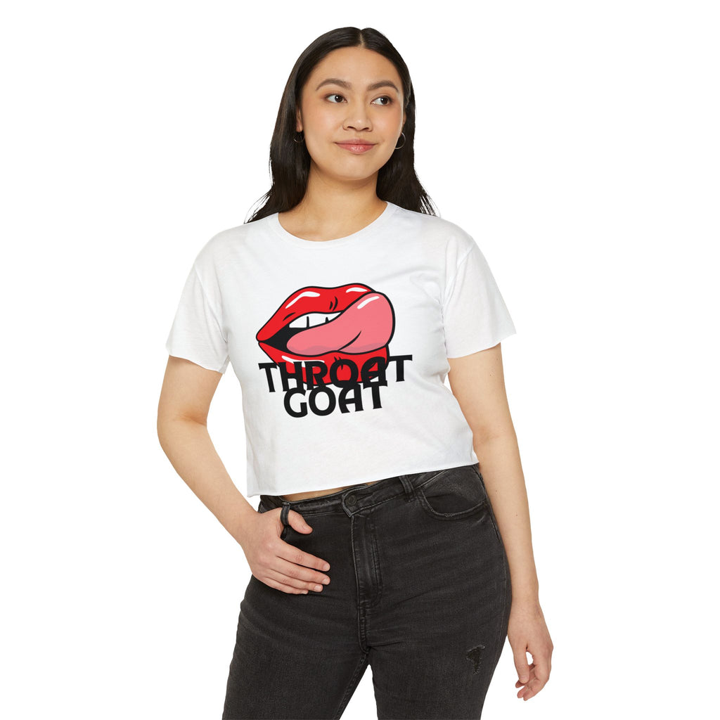 Throat Goat Crop Top — Edgy Festival Women's Graphic Tee