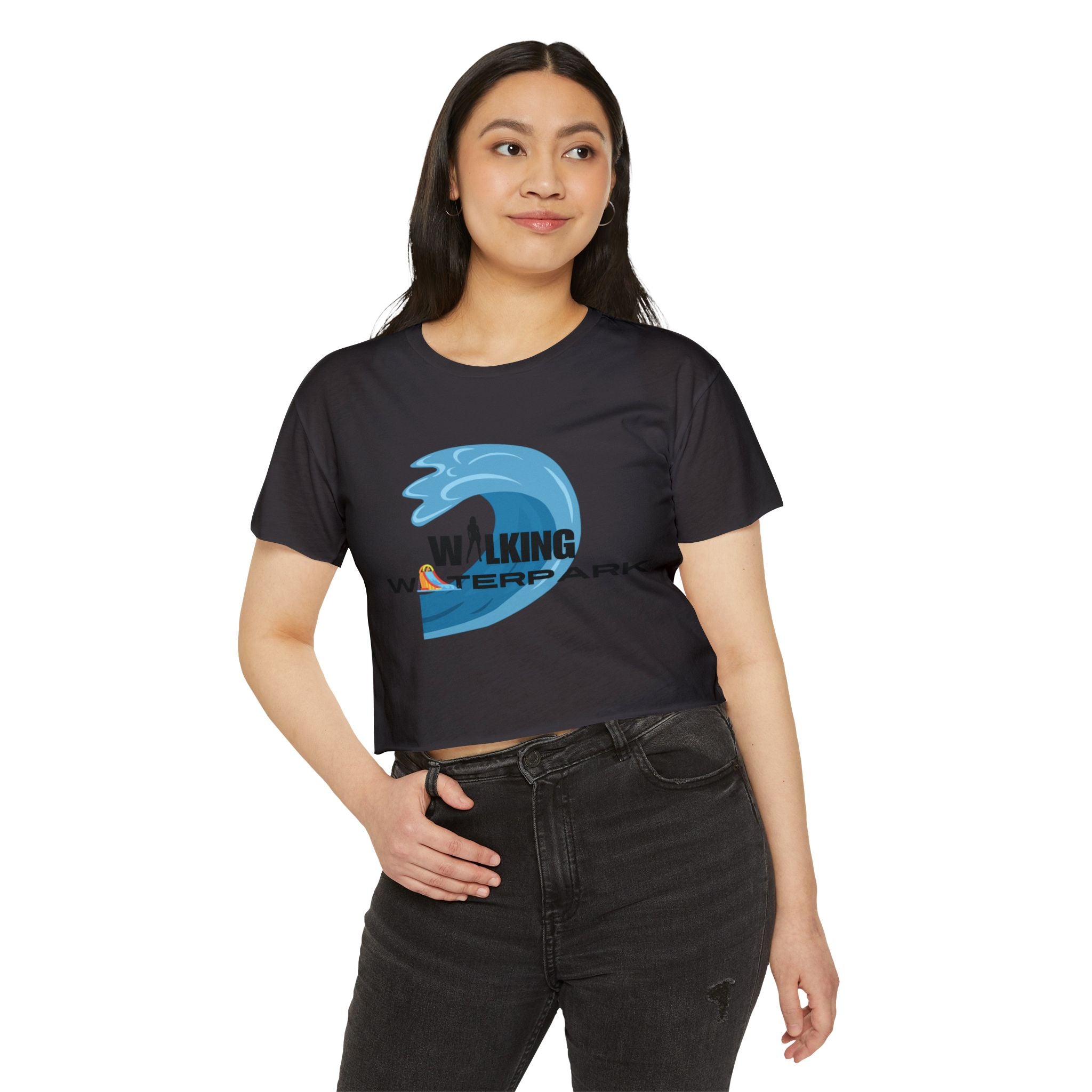 Walking Waterpark Crop Top — Women's Festival Surf Wave Tee