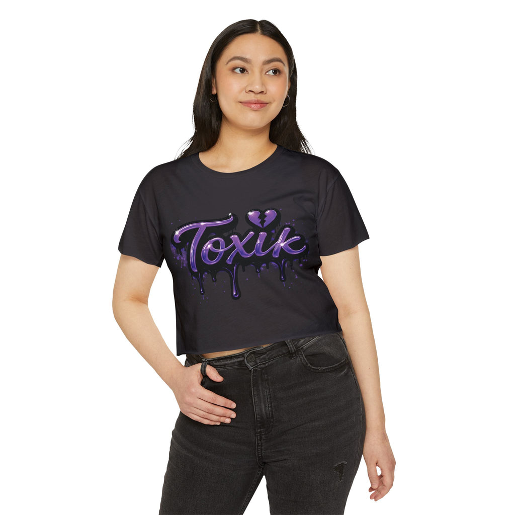 Toxik Graphic Crop Top — Purple Drip Festival Tee