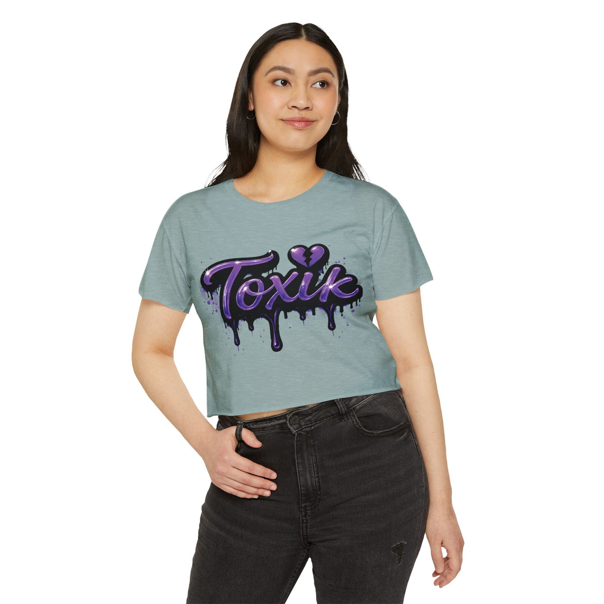 Toxik Graphic Crop Top — Purple Drip Festival Tee