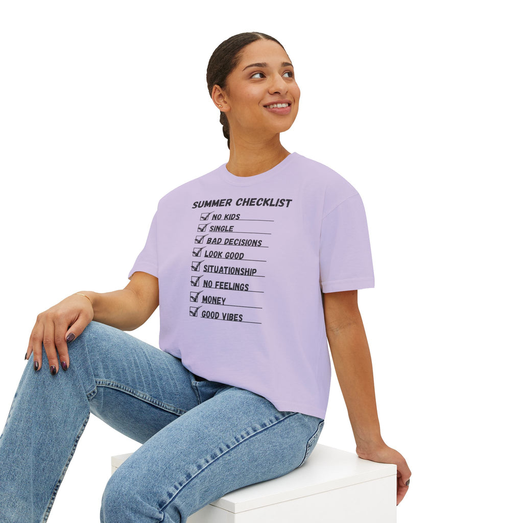 Summer Checklist Boxy Tee — 'Summer Checklist' Graphic Women's Boxy T-Shirt