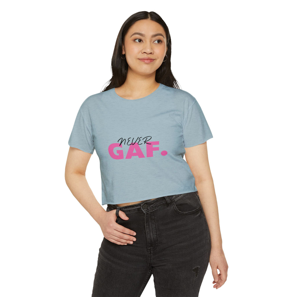 Never GAF Crop Top | Bold Pink Typography, Festival Graphic Tee