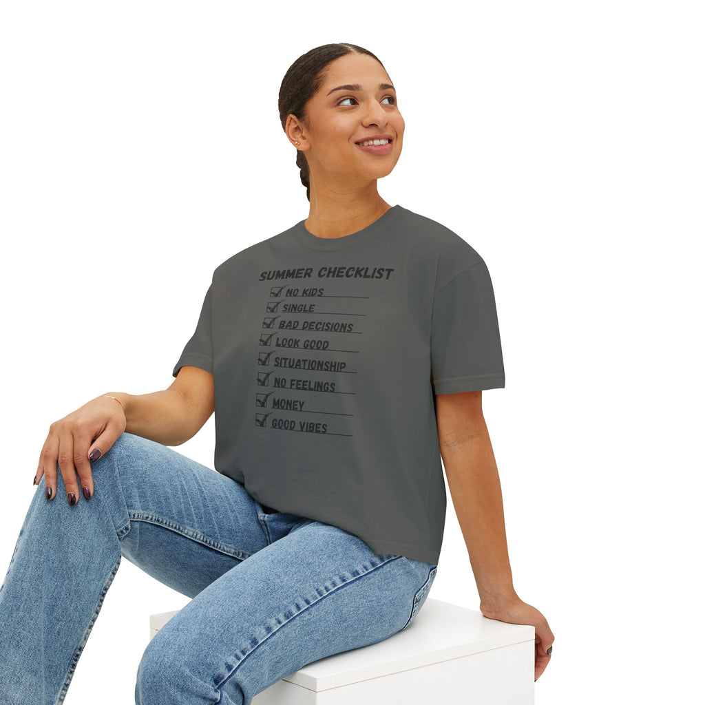 Summer Checklist Boxy Tee — 'Summer Checklist' Graphic Women's Boxy T-Shirt