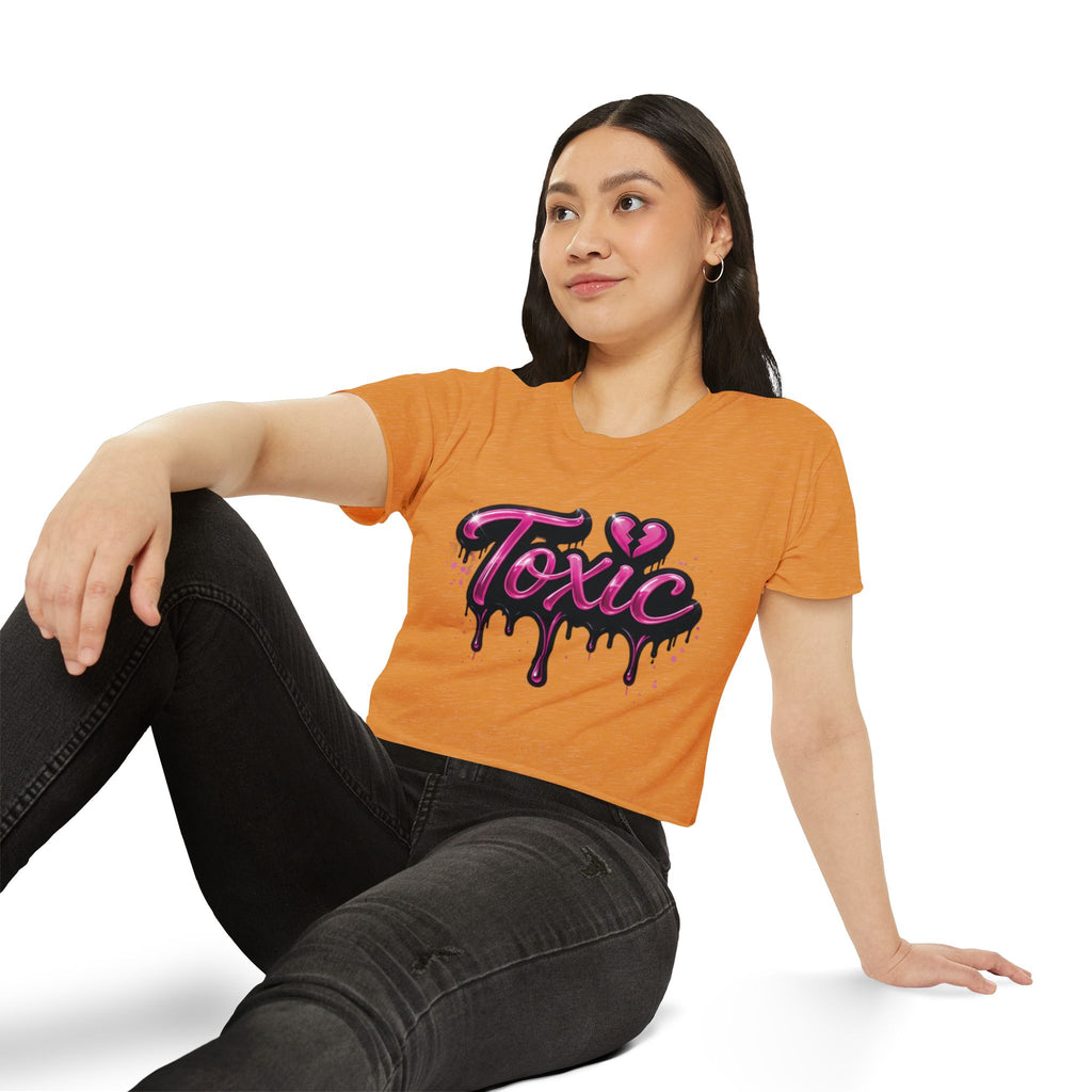 Toxic Graphic Crop Top — Pink Drip Festival Tee for Women