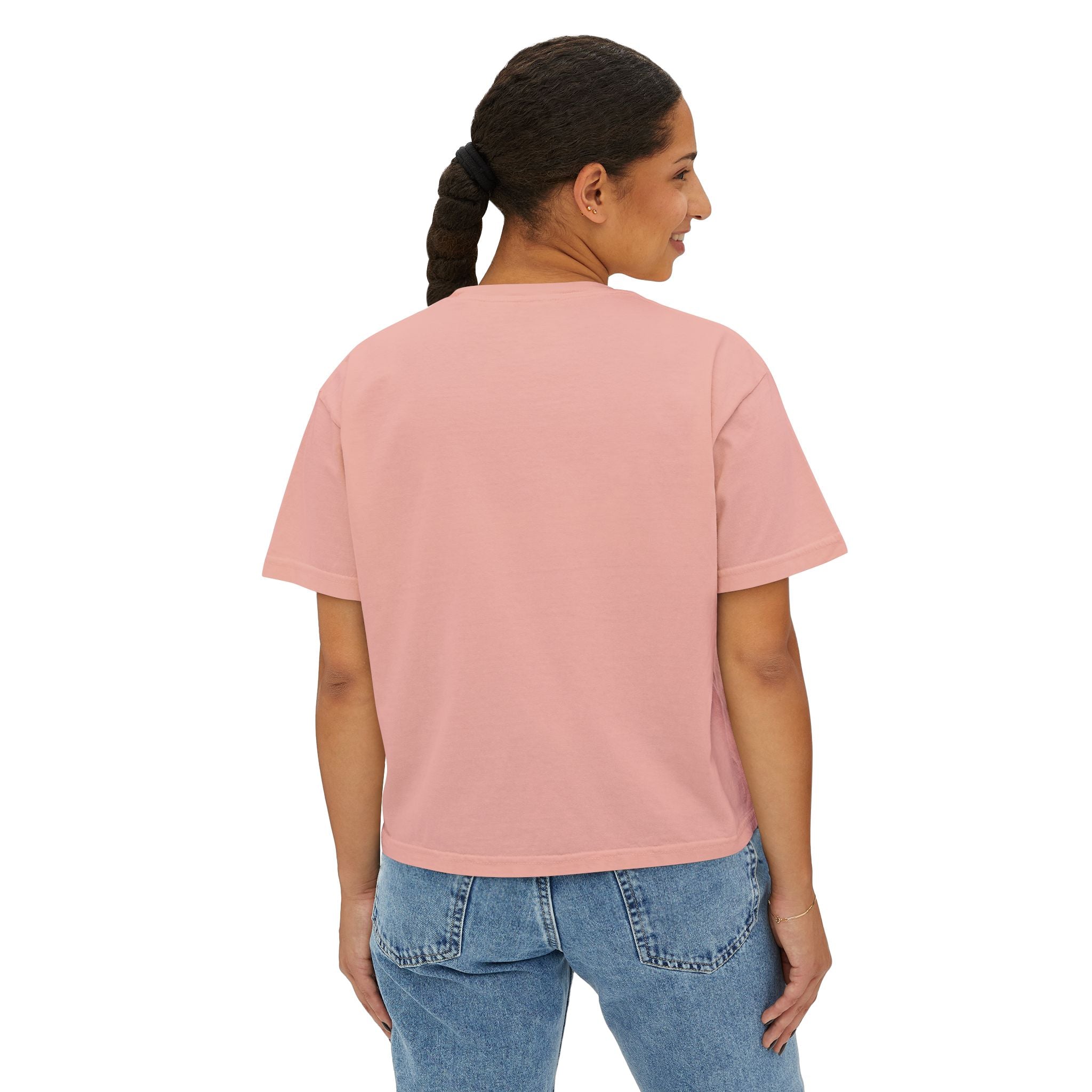 Women's Boxy Tee — "Single & Outside" Pink Statement Crop Top