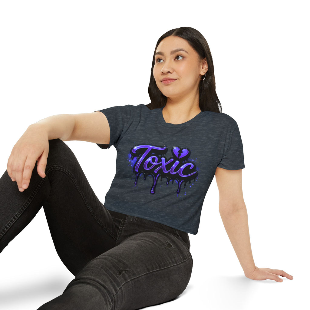 Toxic Graphic Crop Top — Purple Drip Festival Tee