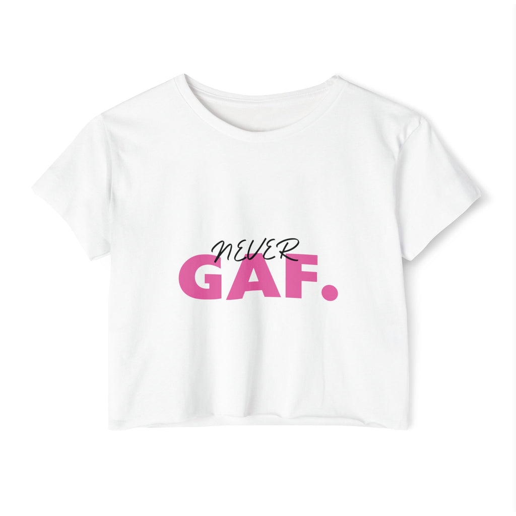 Never GAF Crop Top | Bold Pink Typography, Festival Graphic Tee