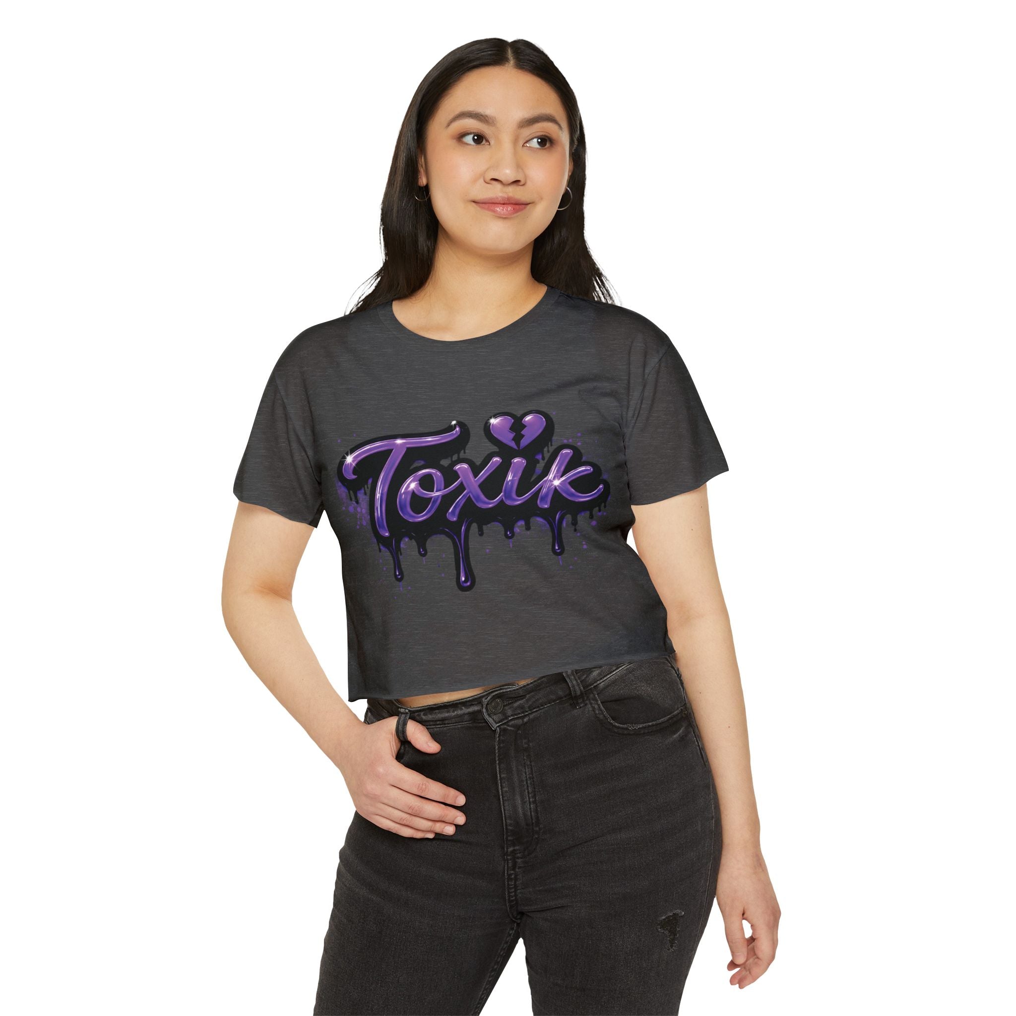 Toxik Graphic Crop Top — Purple Drip Festival Tee