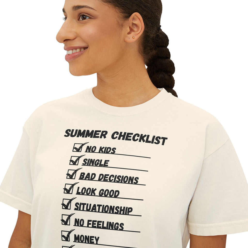 Summer Checklist Boxy Tee — 'Summer Checklist' Graphic Women's Boxy T-Shirt