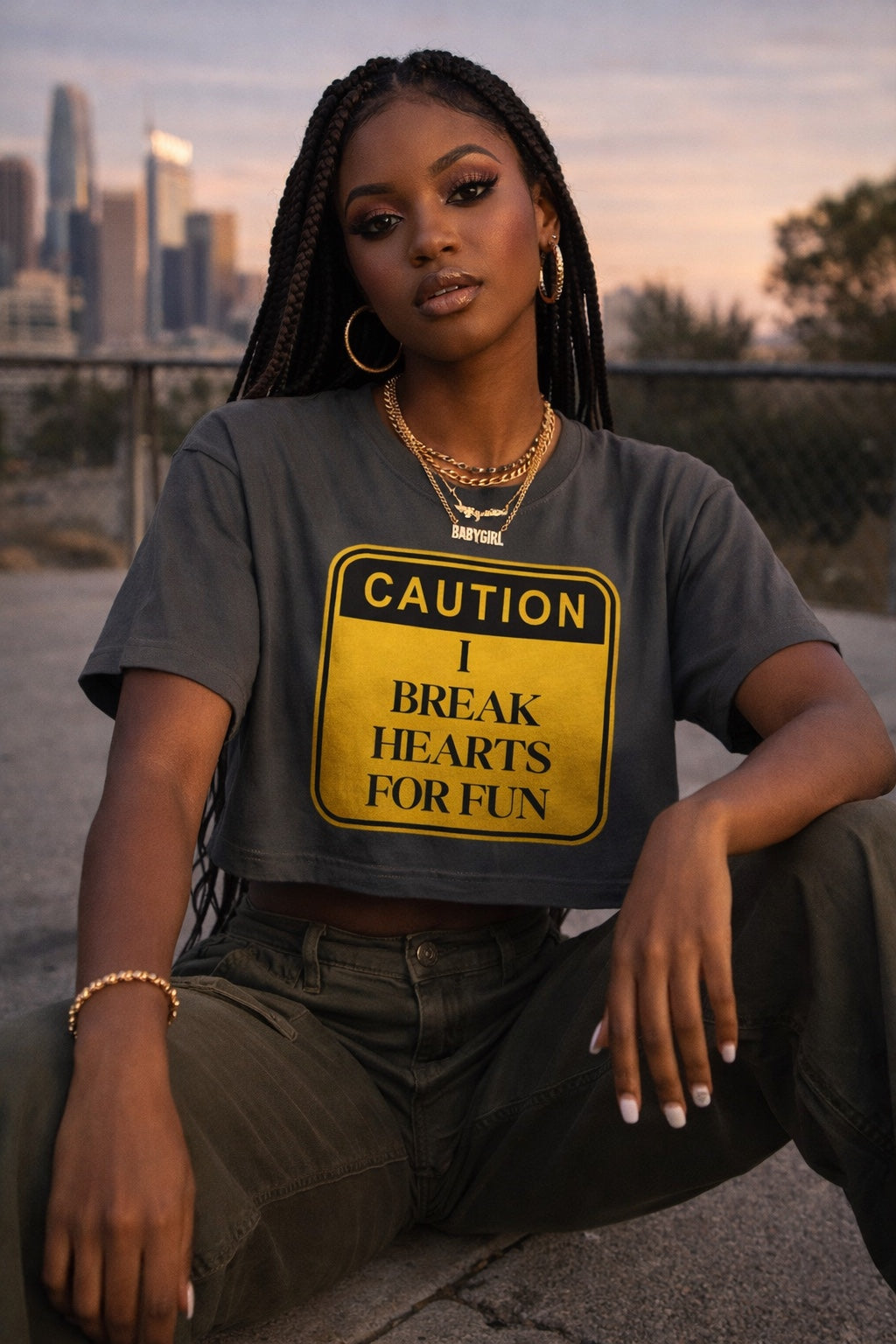 Caution: I Break Hearts For Fun Boxy Tee