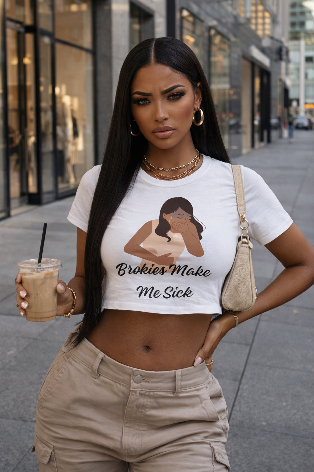 Women's Boxy Tee — "Brokies Make Me Sick" Graphic Crop T-Shirt