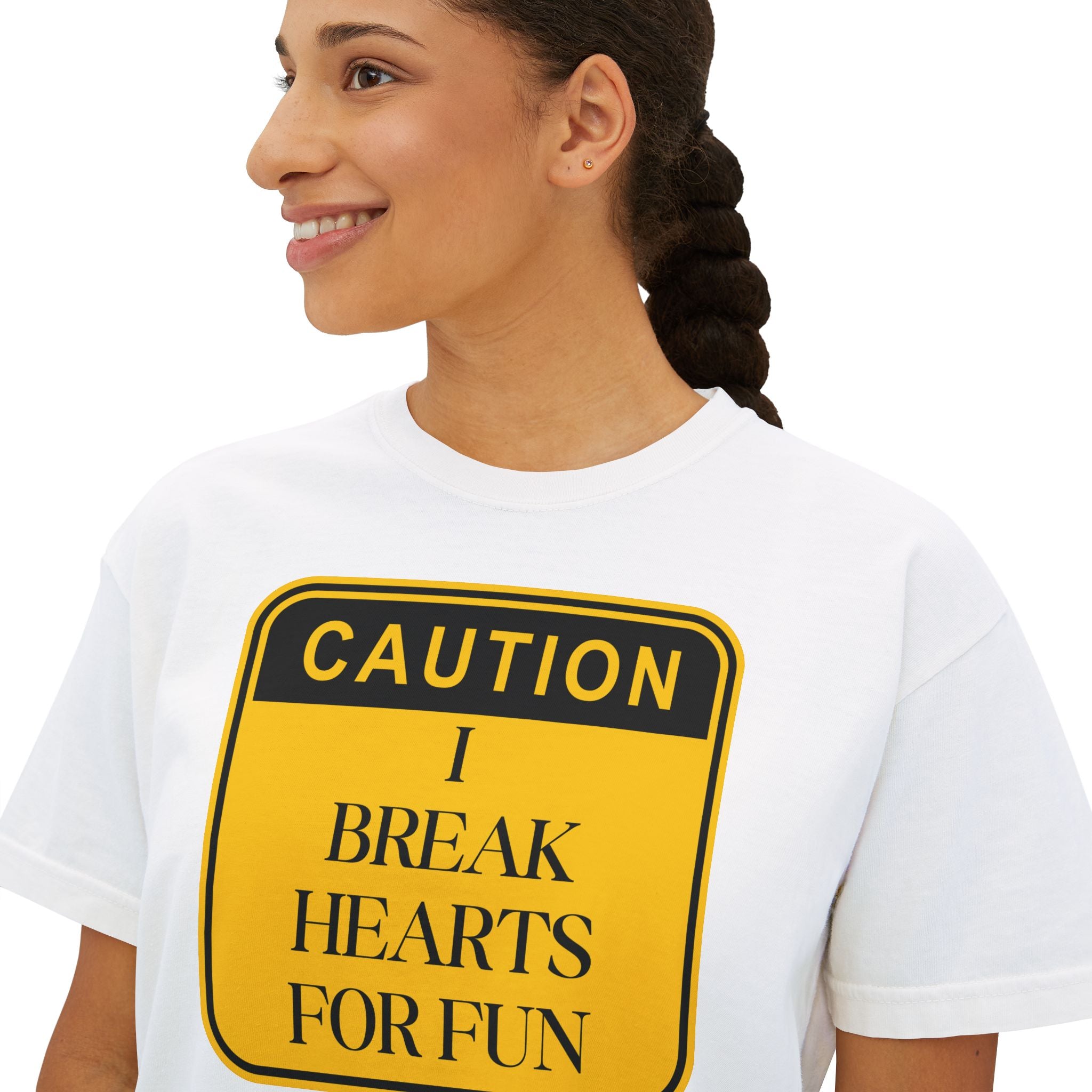 Caution: I Break Hearts For Fun Boxy Tee