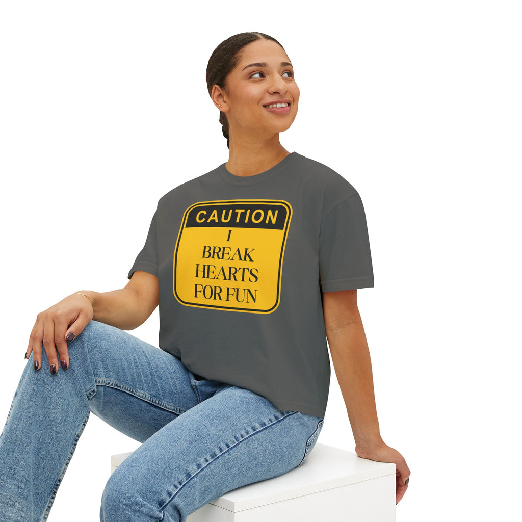 Caution: I Break Hearts For Fun Boxy Tee