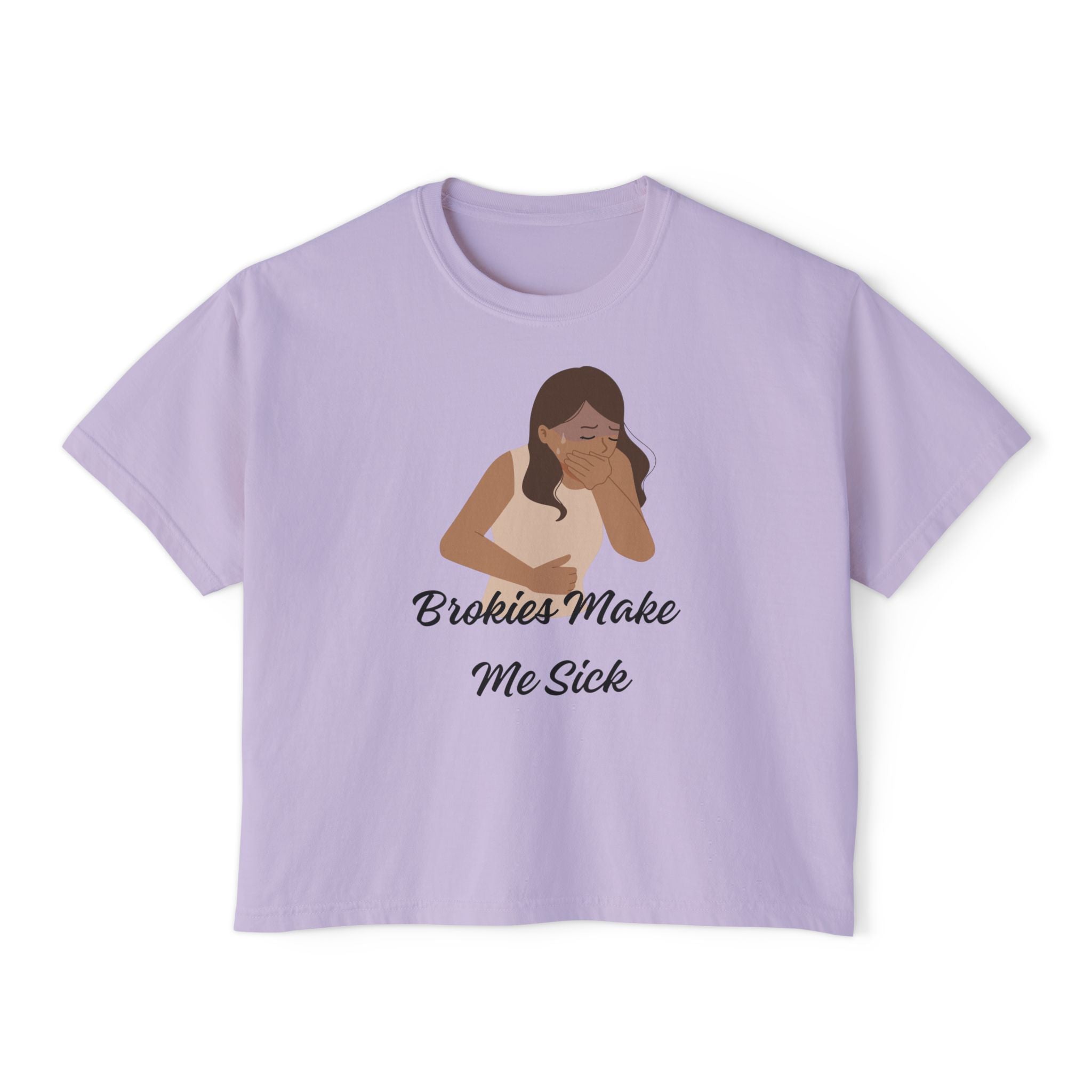 Women's Boxy Tee — "Brokies Make Me Sick" Graphic Crop T-Shirt