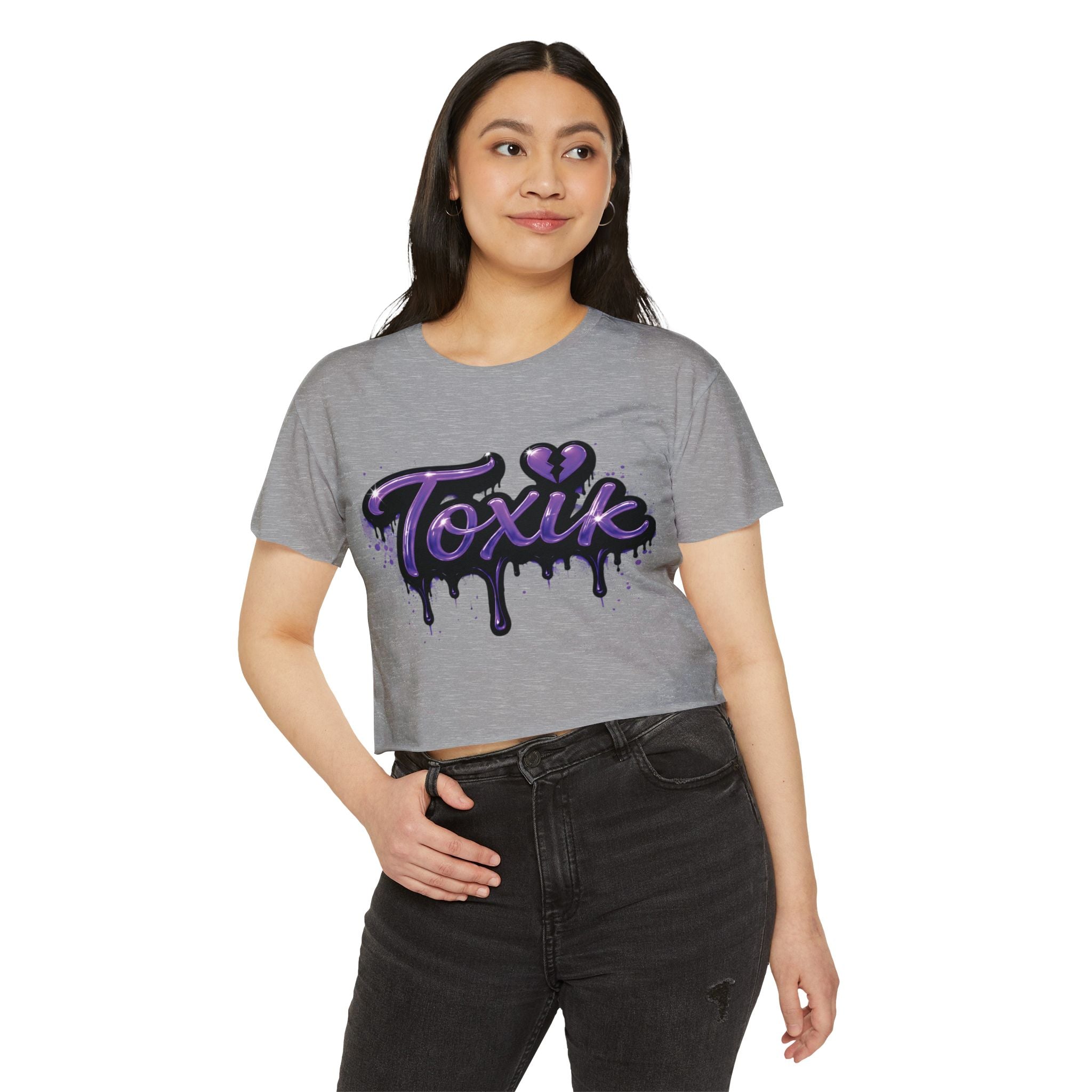 Toxik Graphic Crop Top — Purple Drip Festival Tee