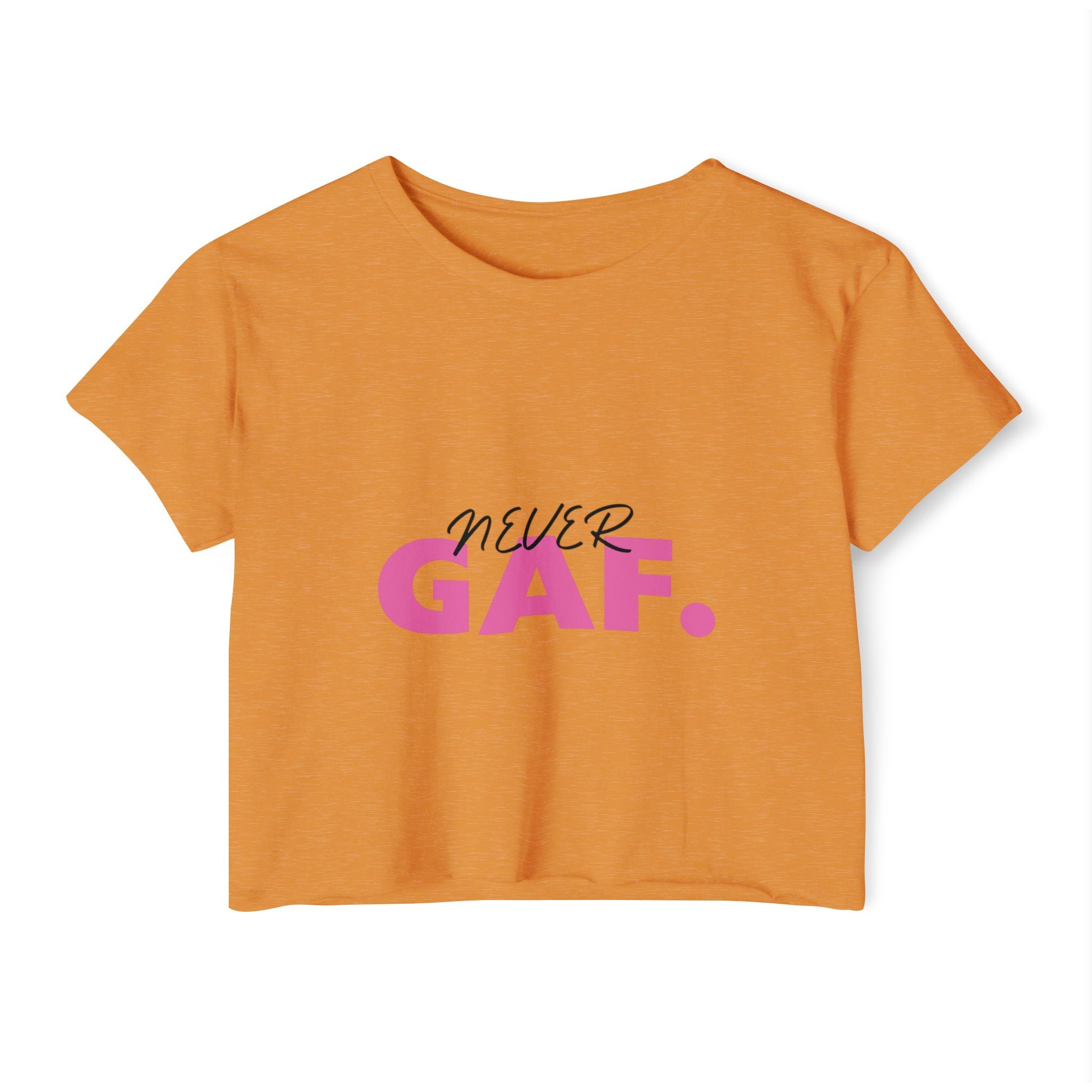Never GAF Crop Top | Bold Pink Typography, Festival Graphic Tee