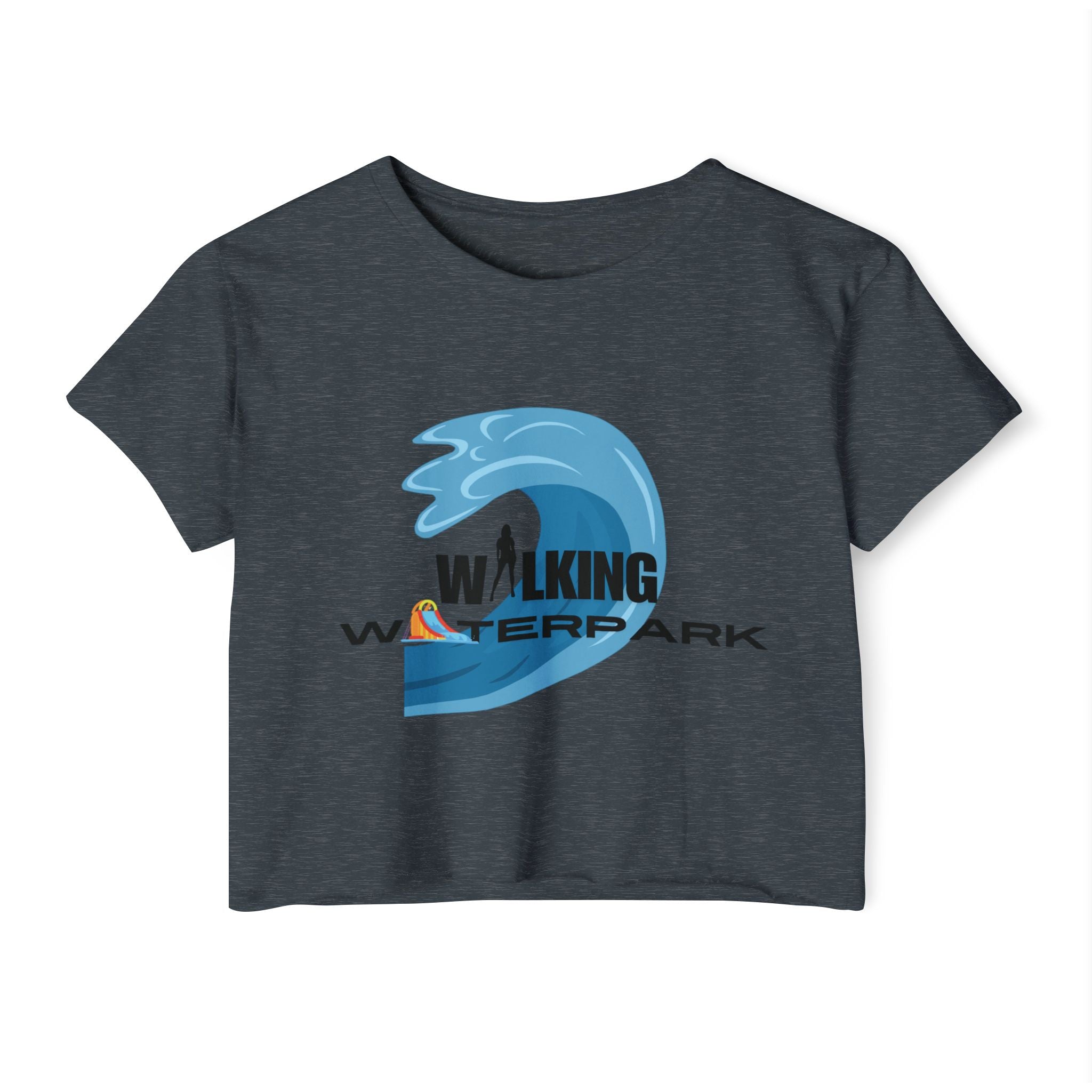 Walking Waterpark Crop Top — Women's Festival Surf Wave Tee