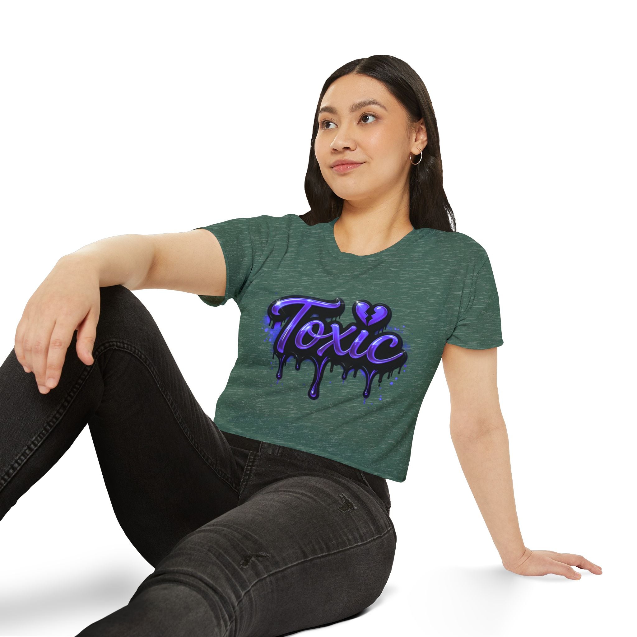 Toxic Graphic Crop Top — Purple Drip Festival Tee