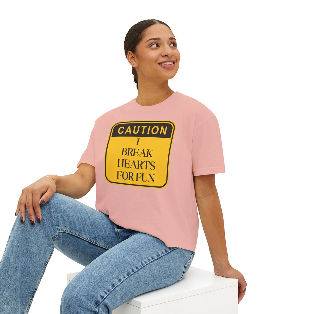Caution: I Break Hearts For Fun Boxy Tee