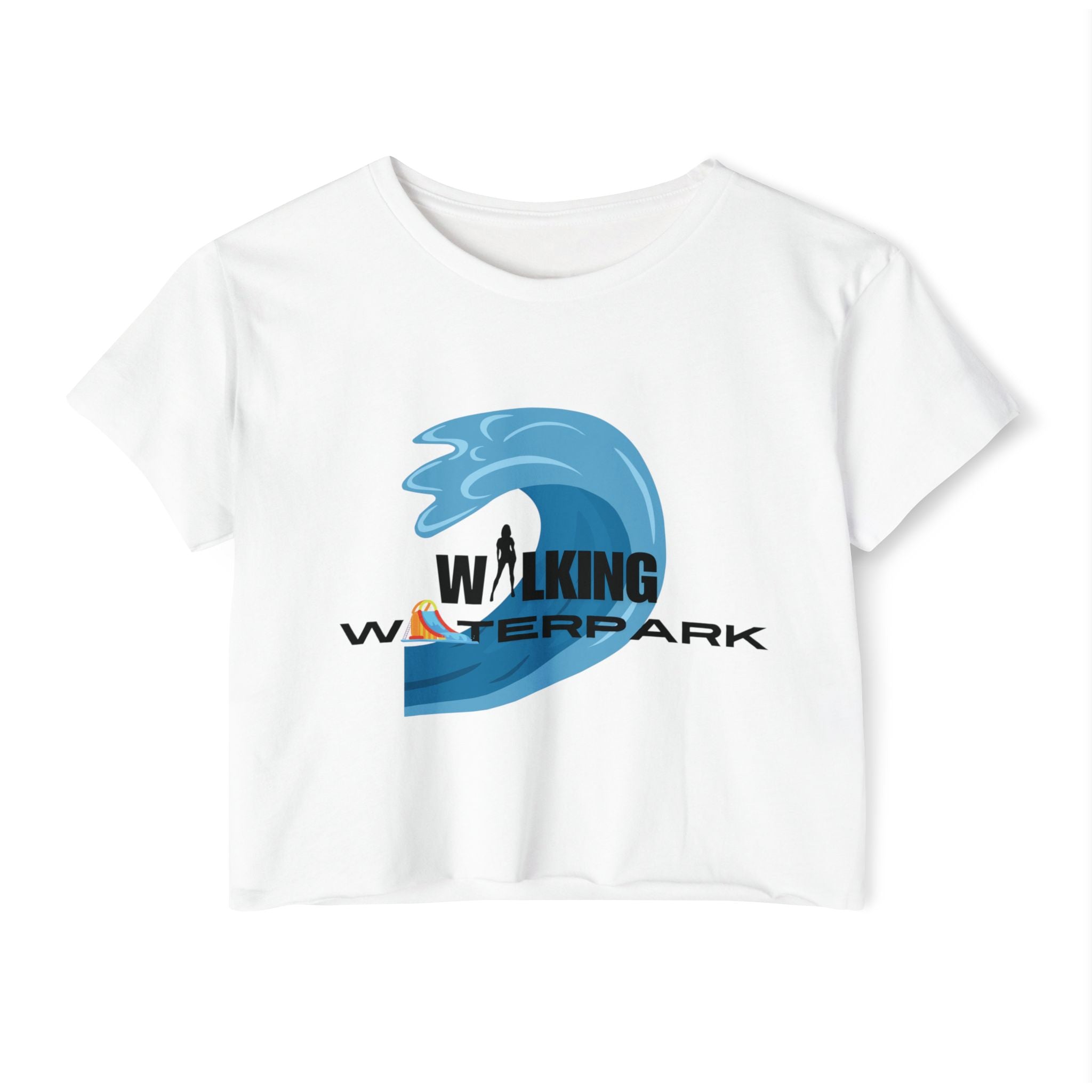 Walking Waterpark Crop Top — Women's Festival Surf Wave Tee