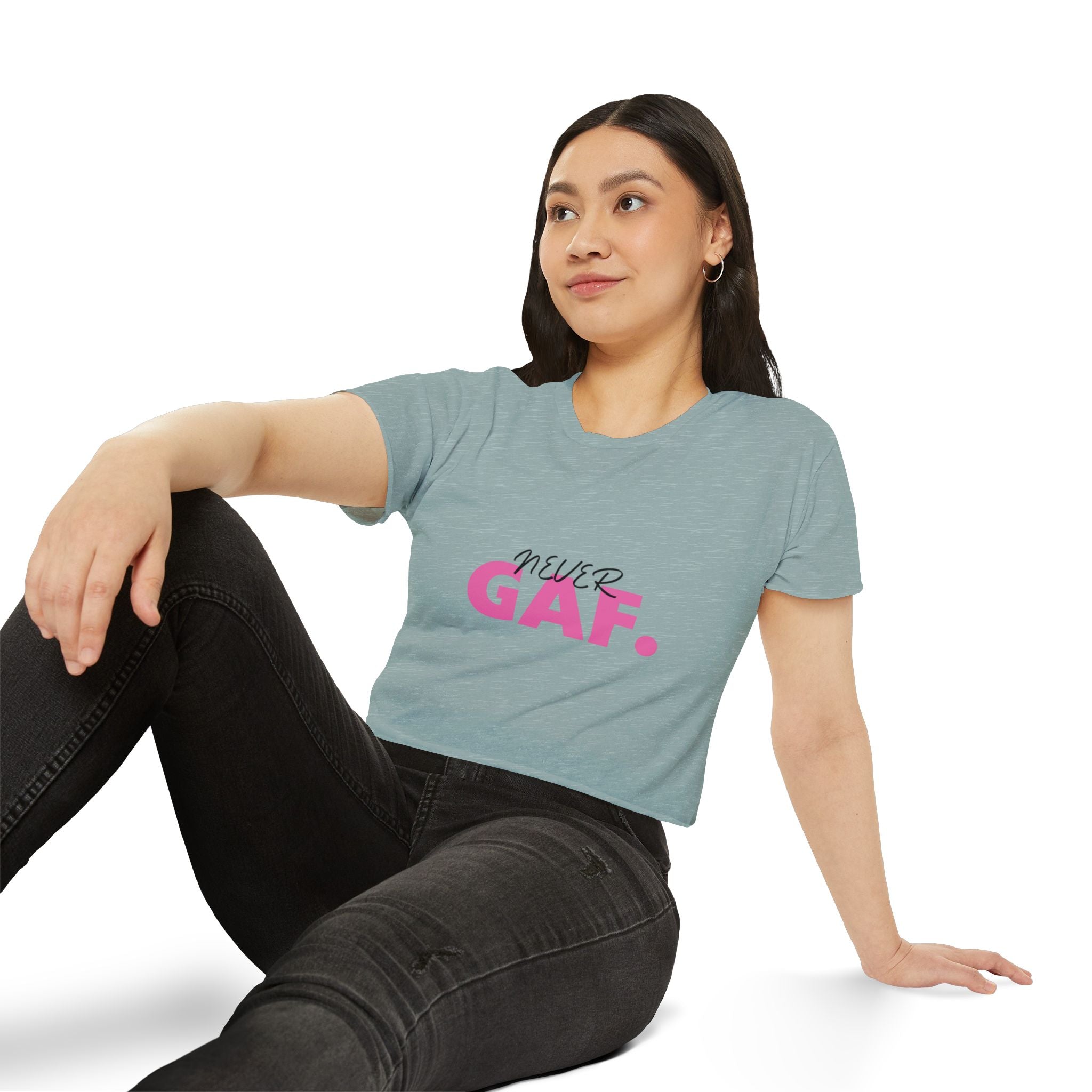 Never GAF Crop Top | Bold Pink Typography, Festival Graphic Tee