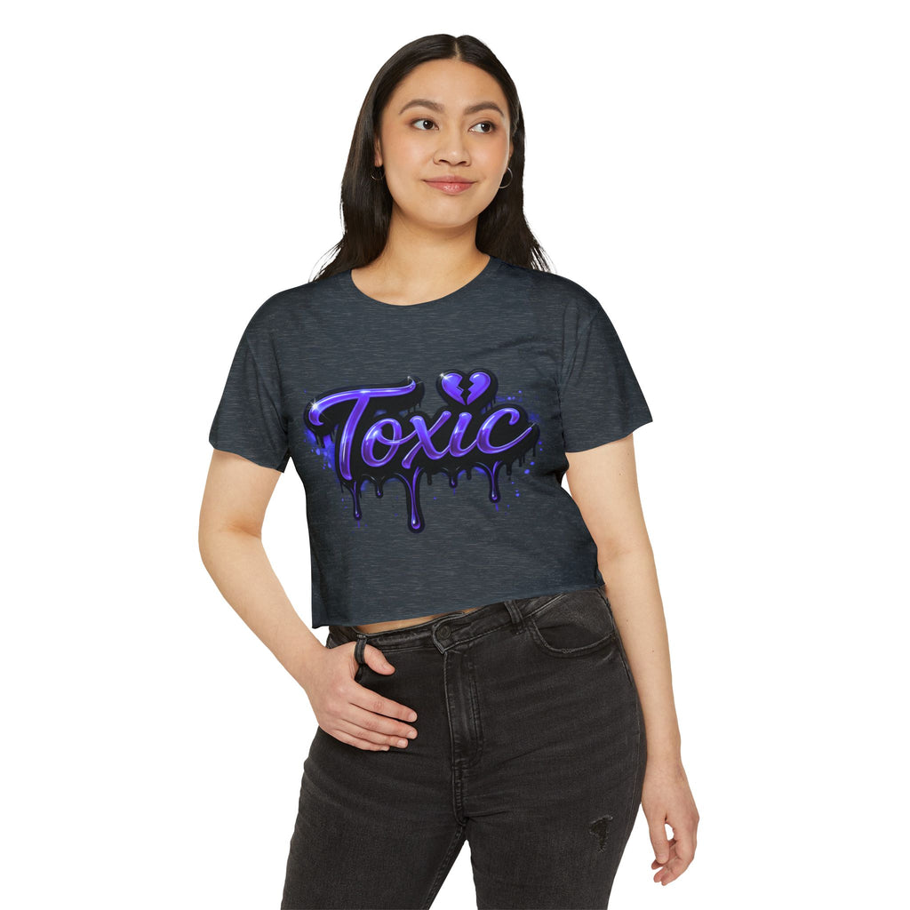 Toxic Graphic Crop Top — Purple Drip Festival Tee