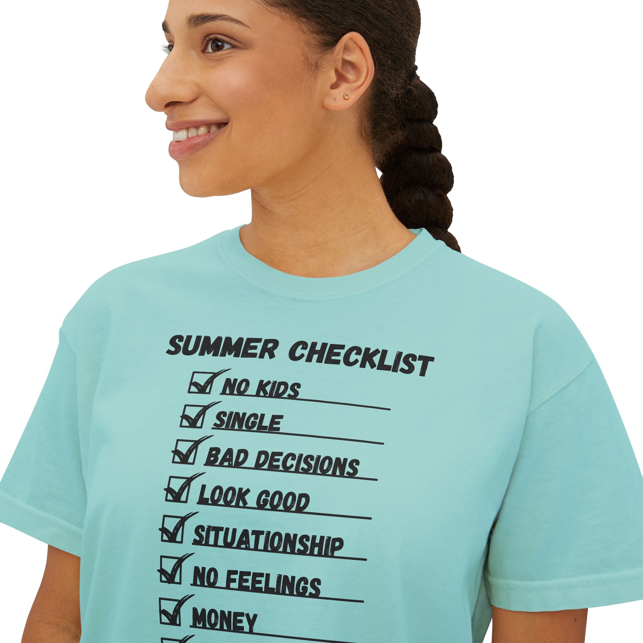 Summer Checklist Boxy Tee — 'Summer Checklist' Graphic Women's Boxy T-Shirt