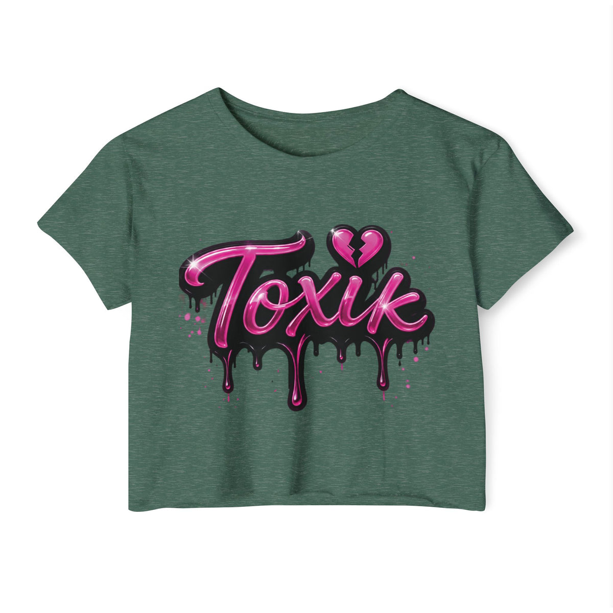 Toxik Graphic Crop Top — Pink Drip Festival Tee for Women