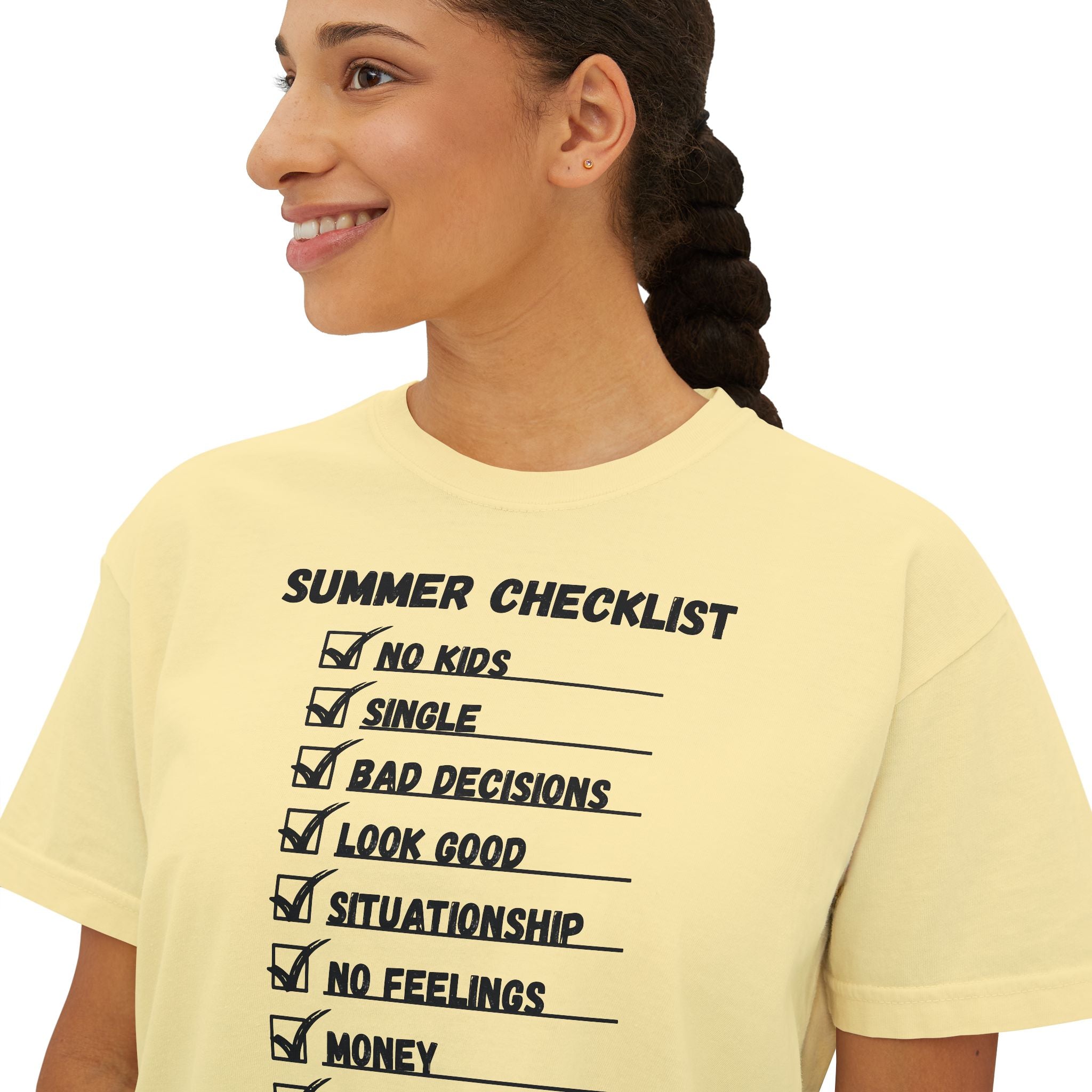 Summer Checklist Boxy Tee — 'Summer Checklist' Graphic Women's Boxy T-Shirt