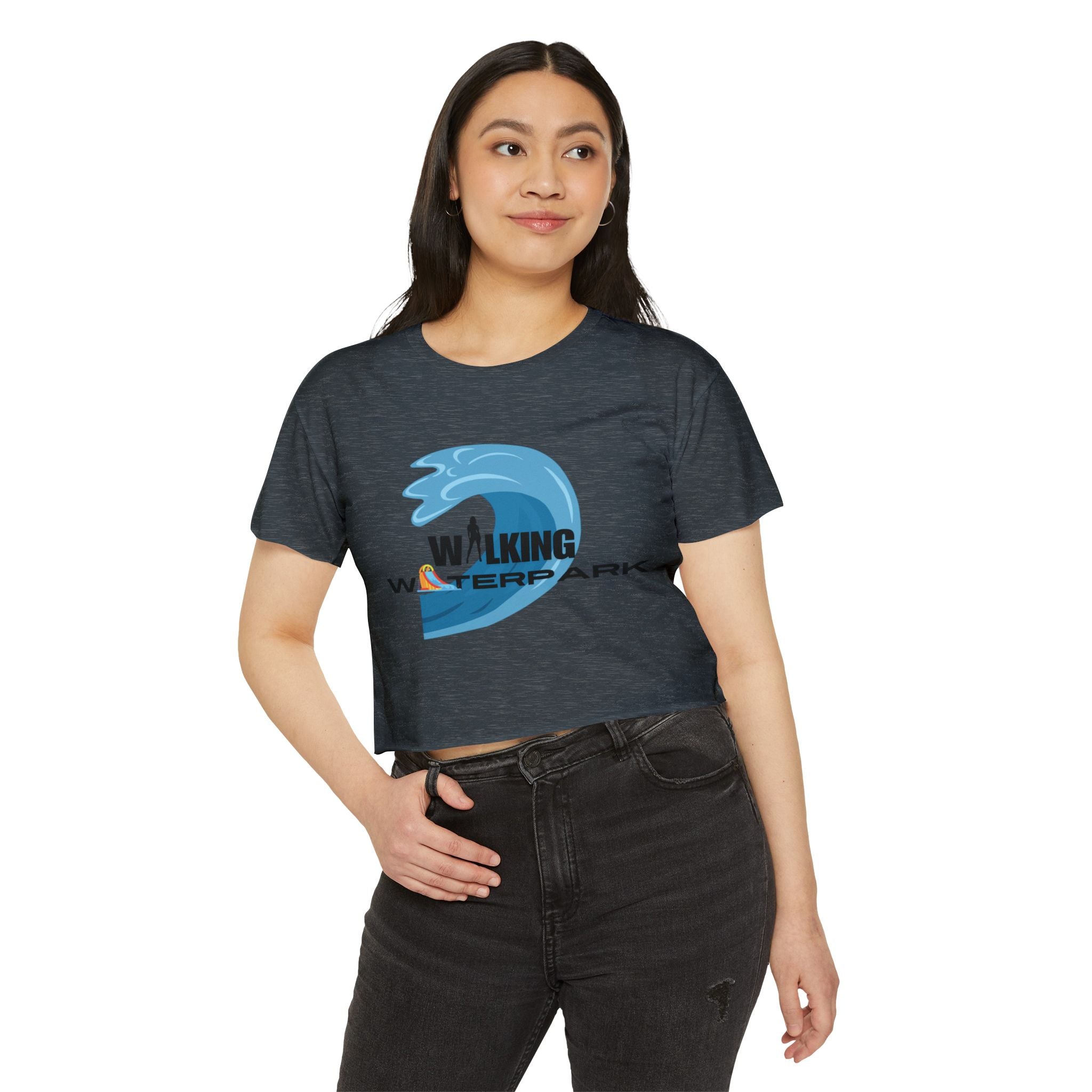 Walking Waterpark Crop Top — Women's Festival Surf Wave Tee