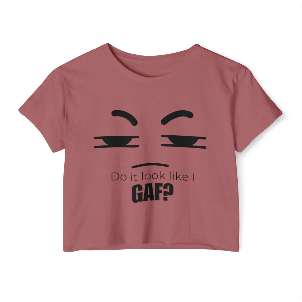 Do it look like I GAF? Face Graphic Crop Top | Sassy Text Tee